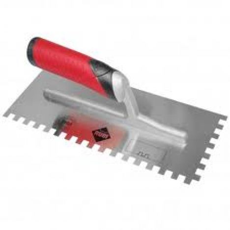 Rubi S/Steel Notched Trowel 8mm with Rubiflex open handle - Ref 74940